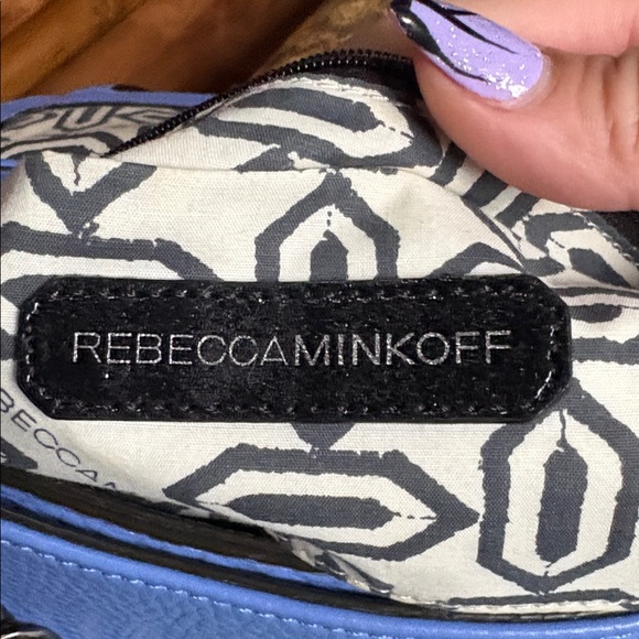 Rebecca Minkoff Womens Leather Blue Crossbody Clutch With  Detach Strap FIRM - Picture 8 of 9